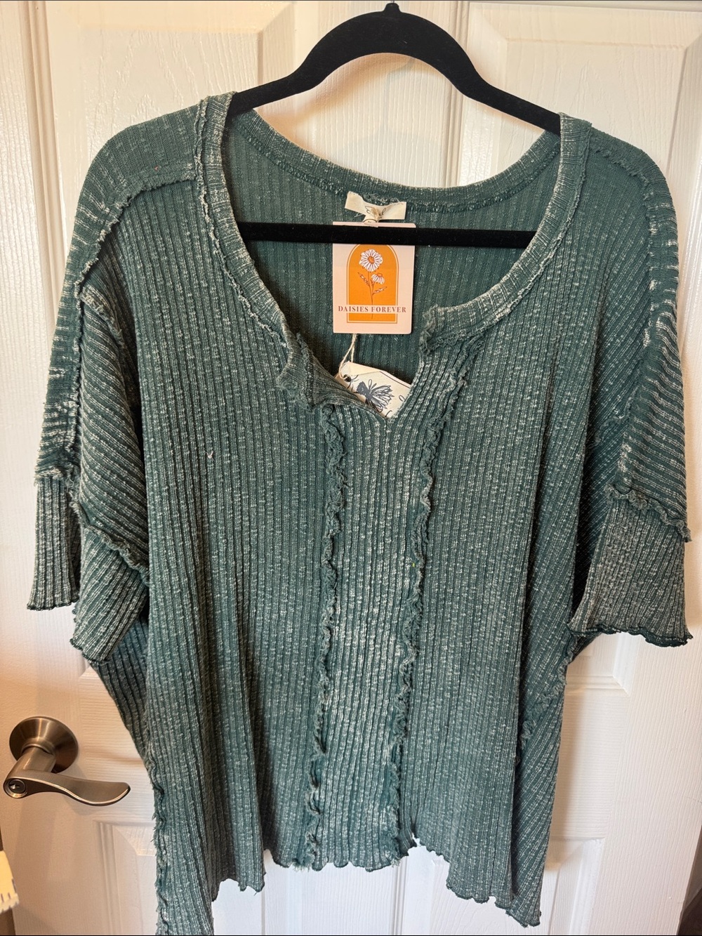 Easel Teal Ribbed Tunic Top brand new with Tags